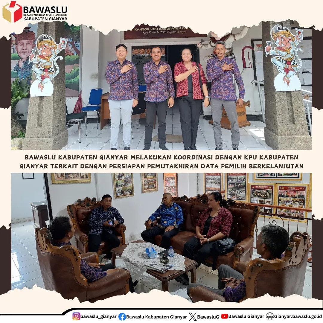 Momentum Hari Kebangkitan Nasional, Bawaslu Gianyar Koordinasi dengan KPU Terkait Persiapan PDPB