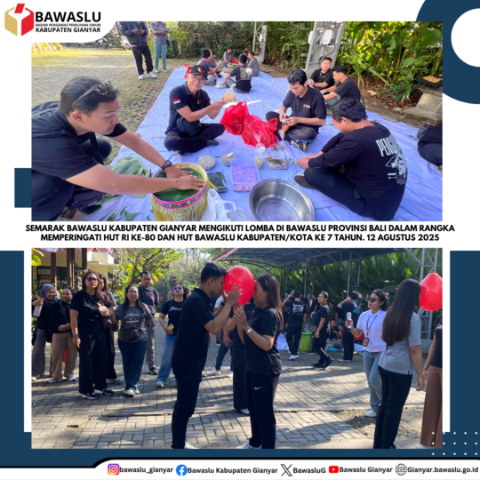 Bawaslu Kabupaten Gianyar Ikuti Lomba HUT ke-7 Bawaslu Kabupaten/Kota dan HUT ke-80 RI di Provinsi Bali