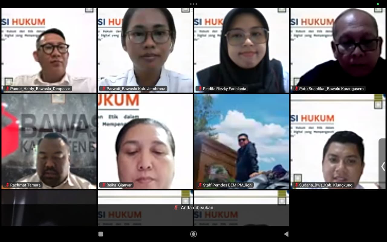 Hadapi Tantangan Demokrasi Digital, Bawaslu Gianyar Ikuti Diskusi Manajemen Risiko Hukum dan Etik.
