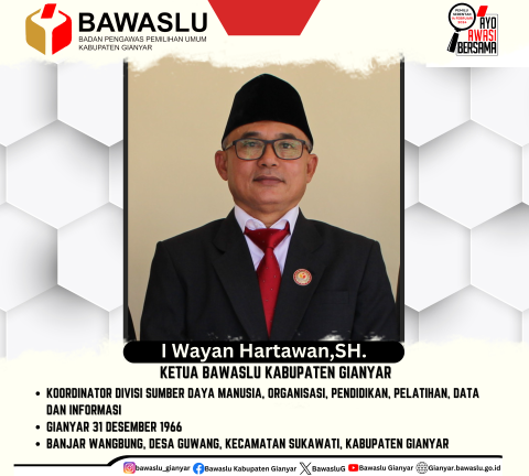 Ketua Bawaslu Kabupaten Gianyar, I Wayan Hartawan